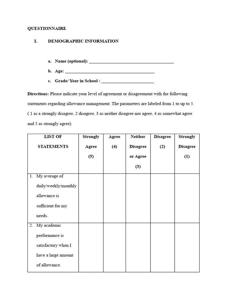 Questionnaire | PDF | Psychology | Social Psychology
