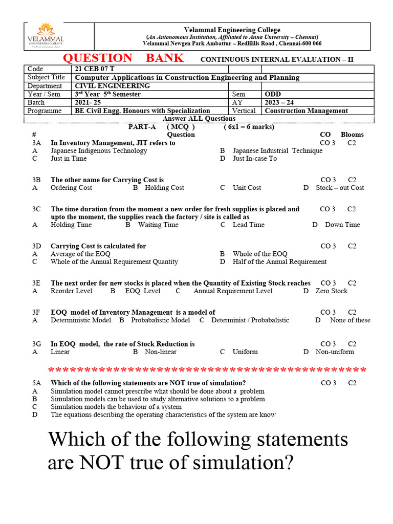 Civil Engg. Exam: Inventory & Simulation | PDF | Computers | Technology ...