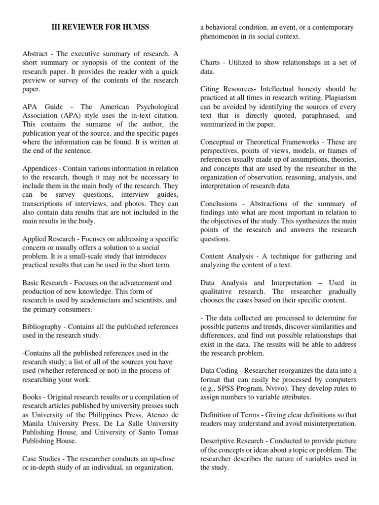 Comprehensive HUMSS Research Guide | PDF | Social Sciences | Theory