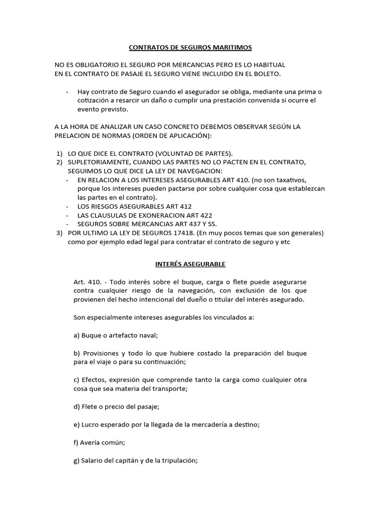 Contratos de Seguro Marítimo | PDF | Póliza de seguros