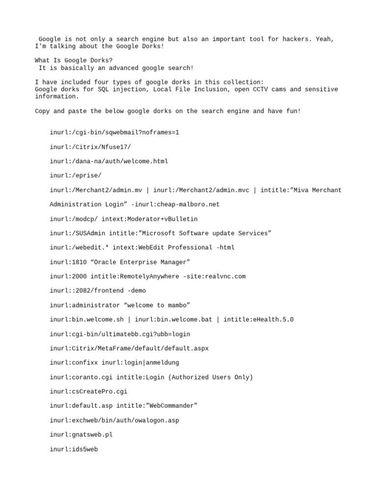HIDDEN FILES DORK intelligence overview