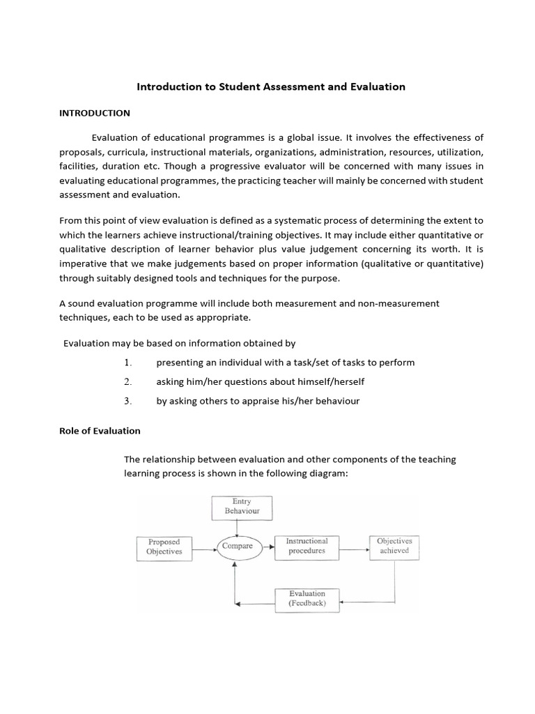 Student Assessment and Evaluation Overview | PDF | Educational ...