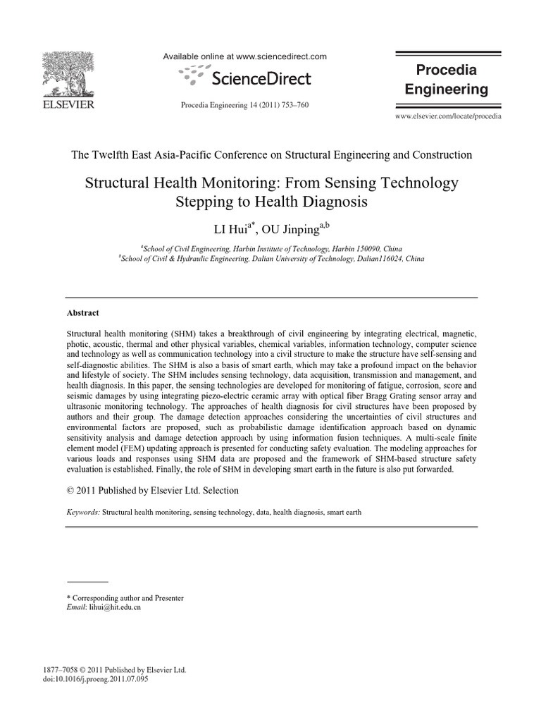 Structural Health Monitoring From Sensing Technology Stepping To