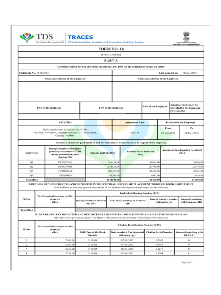 Form 16 1 | PDF