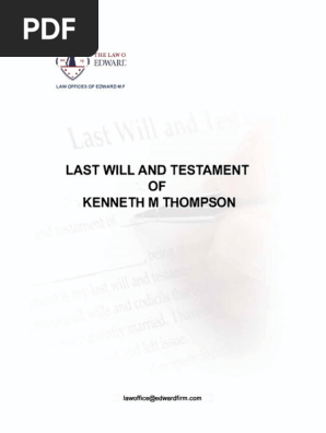 Last Will And Testament of Ken 