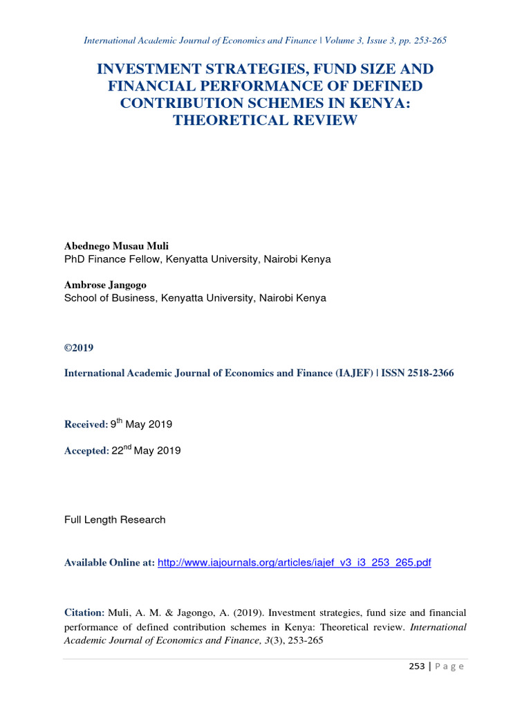 Investment Strategies, Fund Size and Financial.... (Used) PDF