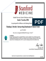 Stanford Medicine ThinkingCritically - RCT Certificate of Completion