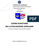 Cours D'histoire de Philosophie Africaine Plan 2021-2022