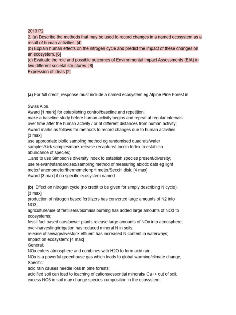 ESS Past Paper Recommended. | PDF | Agriculture | Fertilizer