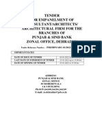 Tender For Empanelment of Consultant/Architects/ Architectural Firm For The Branches of Punjab & Sind Bank Zonal Office, Dehradun