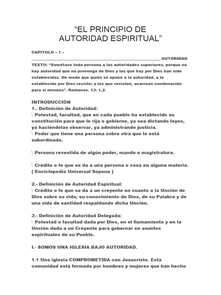 El Principio De Autoridad Espiritual Pdf Cristo Título Espíritu