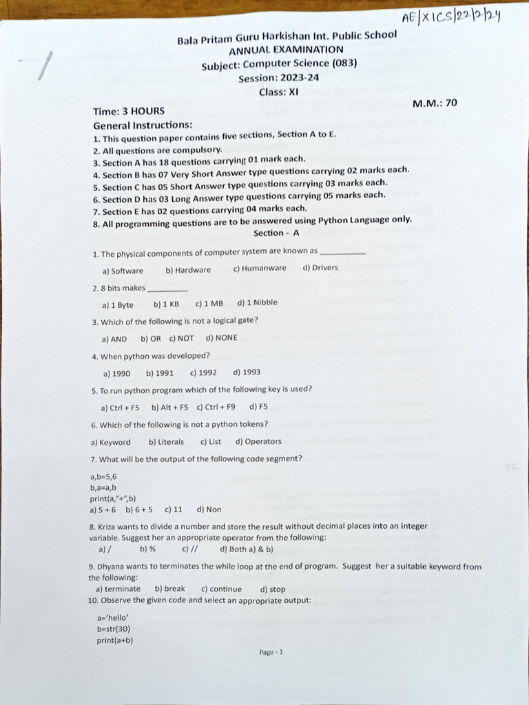 12th computer science | PDF