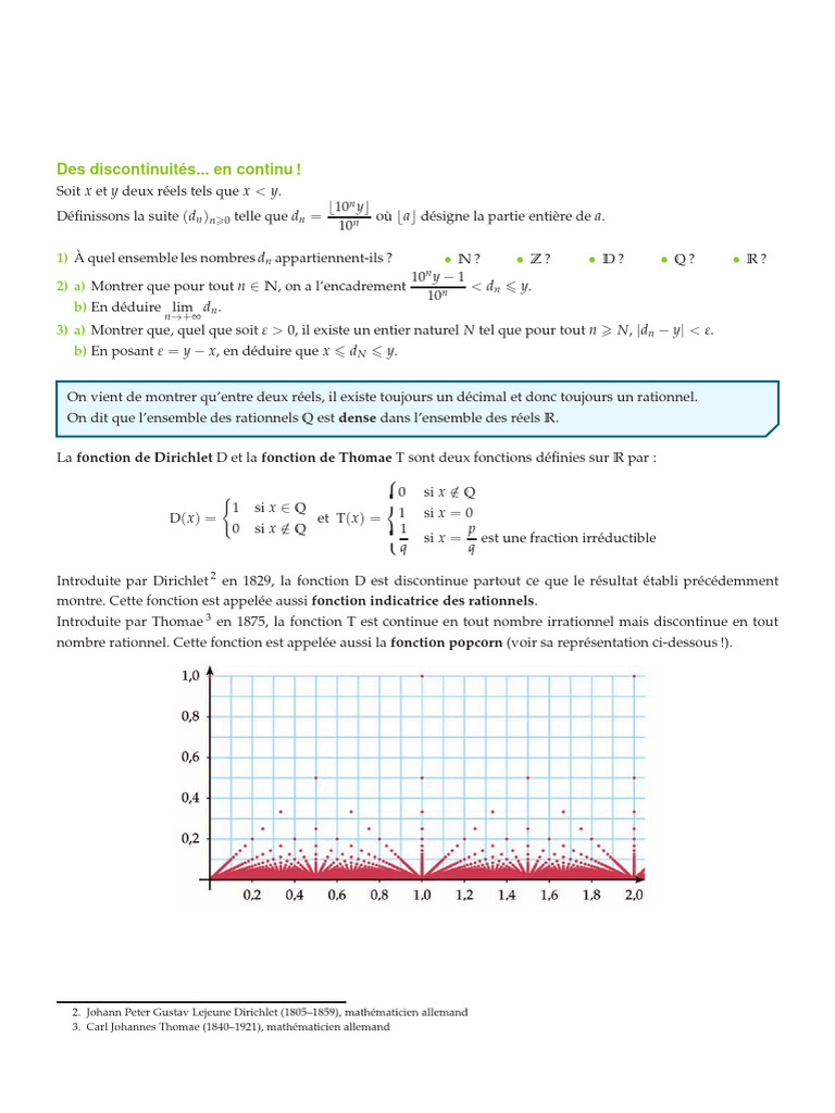 Fonctions de Dirichlet et Thomae PDF — free download