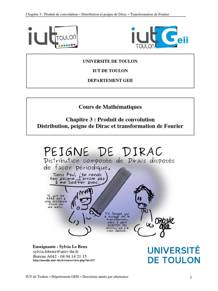 Convolution et Peigne de Dirac en Fourier | PDF | Convolution ...