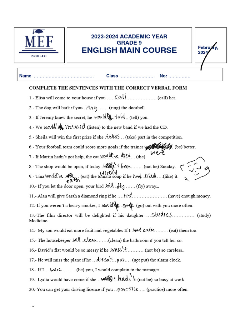 Sentence Completion Exercise for Grade 9 | PDF