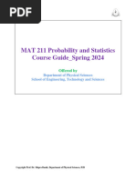 MAT 211 Probability and Statistics Course Guide - Spring 2024: Offered by