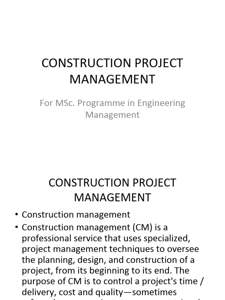 Construction Project Management Overview | PDF | Construction ...