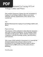 Method Statement For Laying of Low Voltage Cables and Wires