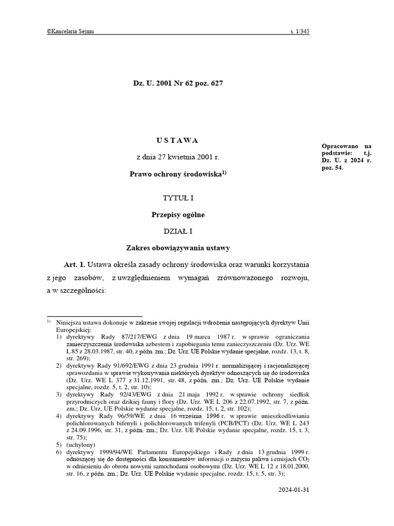 Dz u 2001 nr 62 poz 627 z dnia 27 kwietnia 2001 r pdf