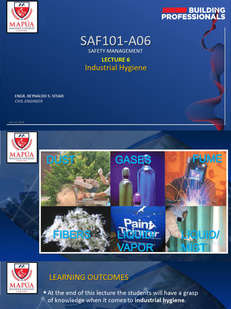 Lecture 6 Industrial Hygiene A06 Download Free Pdf Occupational