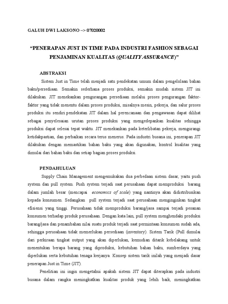 Just in Time di Industri Fashion | PDF | Bisnis | Pengelolaan Keuangan ...