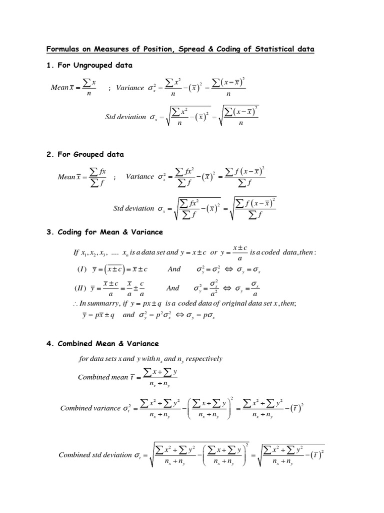 Formulas Position Spread & Coding | PDF | Data Analysis | Metrology