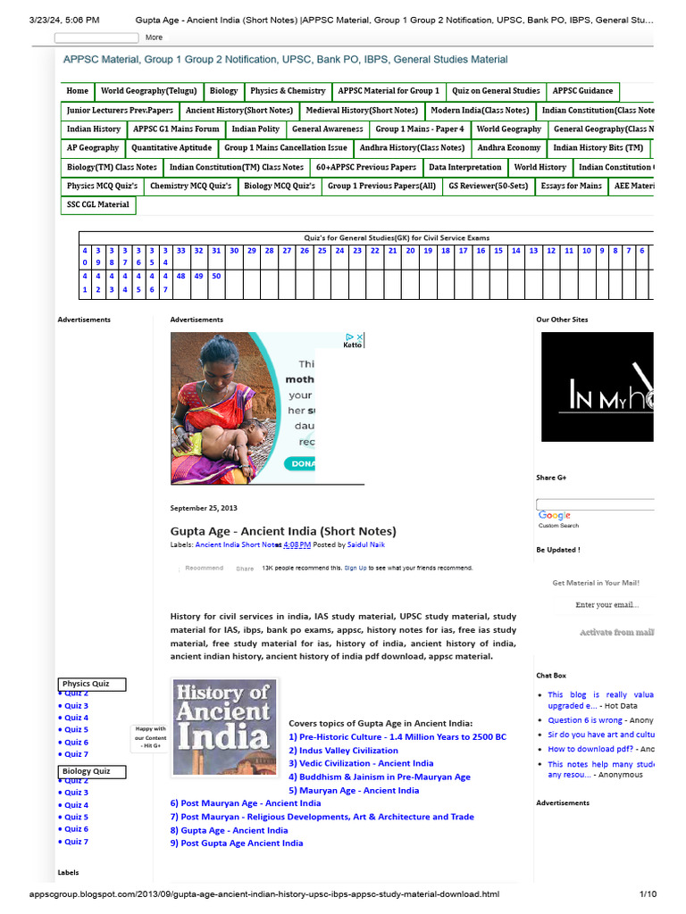 Gupta Age - Ancient India (Short Notes) - APPSC Material, Group 1 Group ...