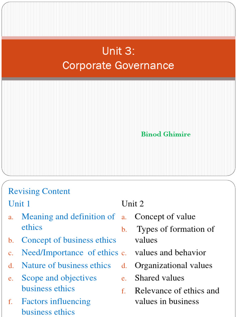 Corporate Governance and Business Ethics Guide | PDF | Corporate Social ...