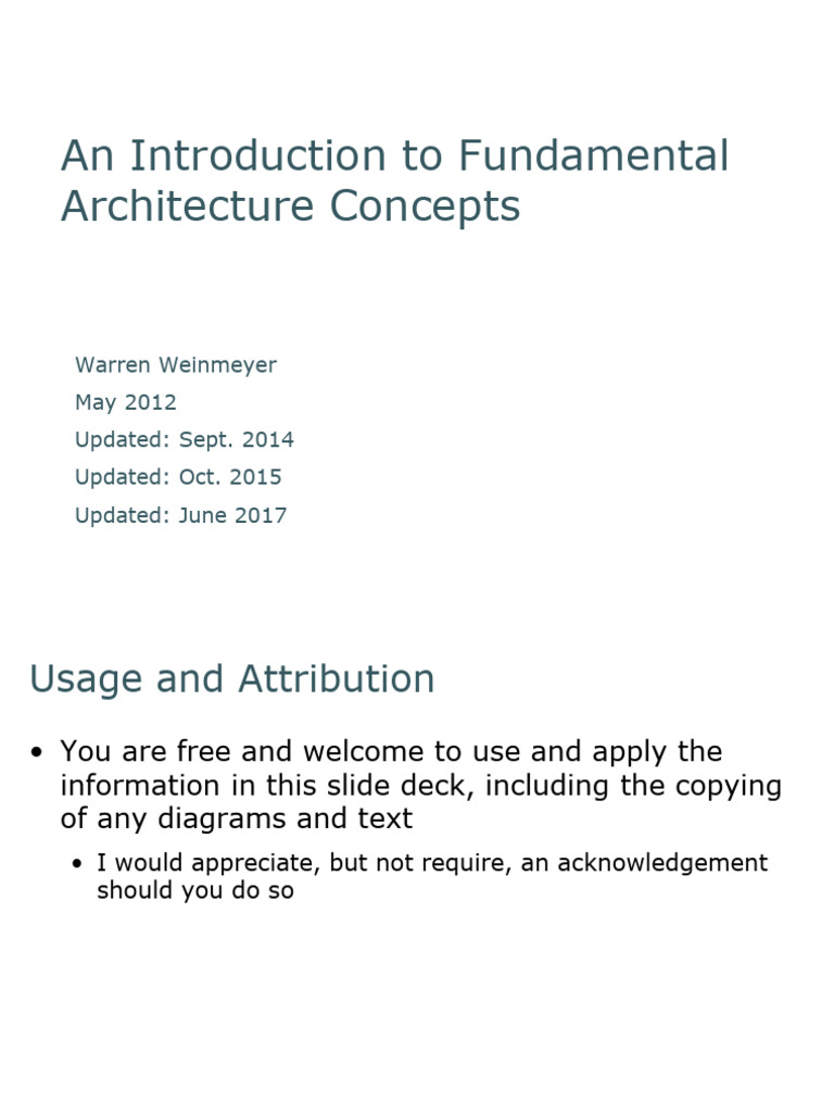 An Introduction To Fundamental Architecture Concepts: Warren Weinmeyer ...