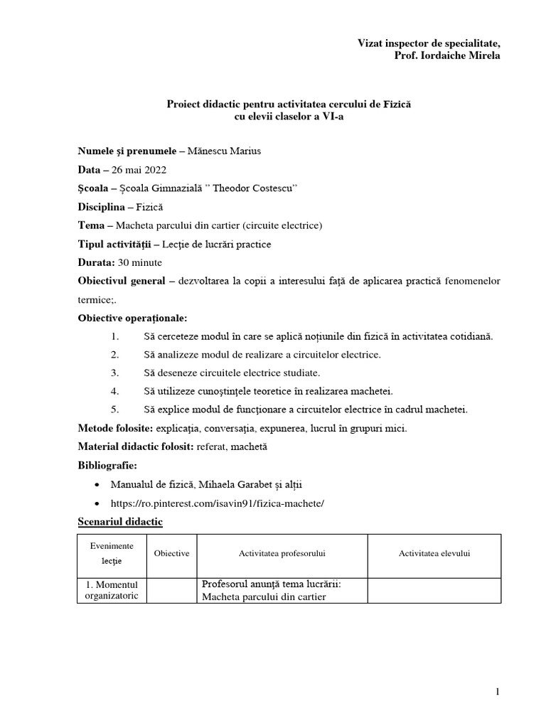 Plan de Lectie Pentru Cerc | PDF