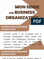 Common Sense in Business Organization