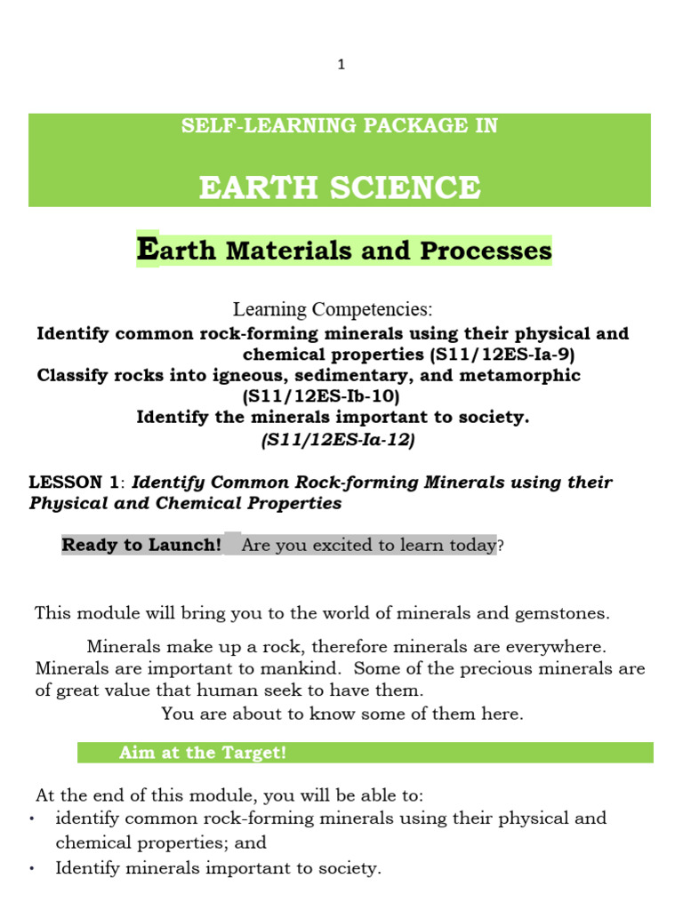 Wk2 Earth Materials Processes Pdf Rock Geology Minerals