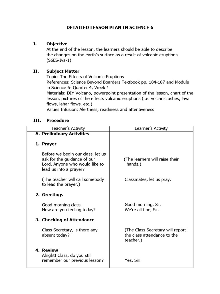 DLP Grade 6 Volcanic Eruption May 3 2023 | PDF | Volcano | Types Of ...