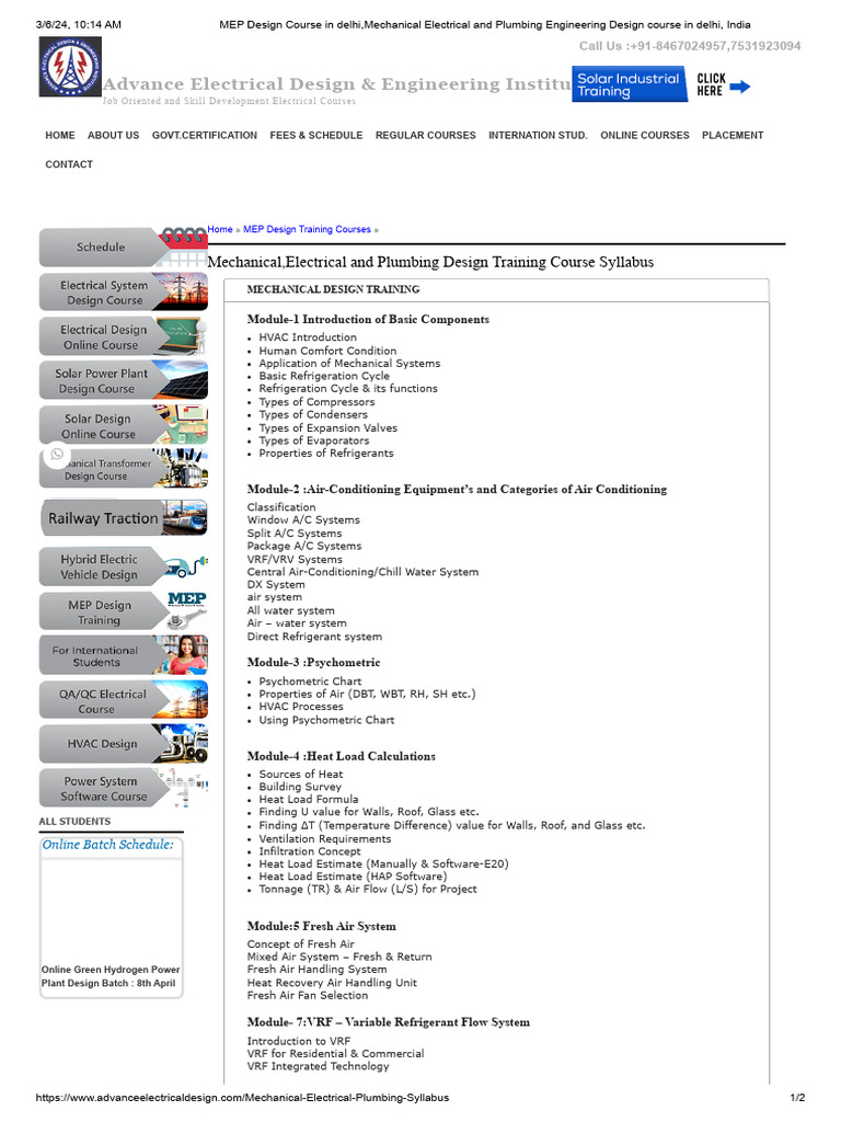 02.MEP Design Course in Delhi, Mechanical Electrical and Plumbing ...