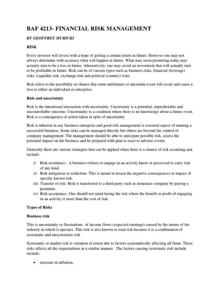 Financial Risk Management Strategies | PDF | Option (Finance ...