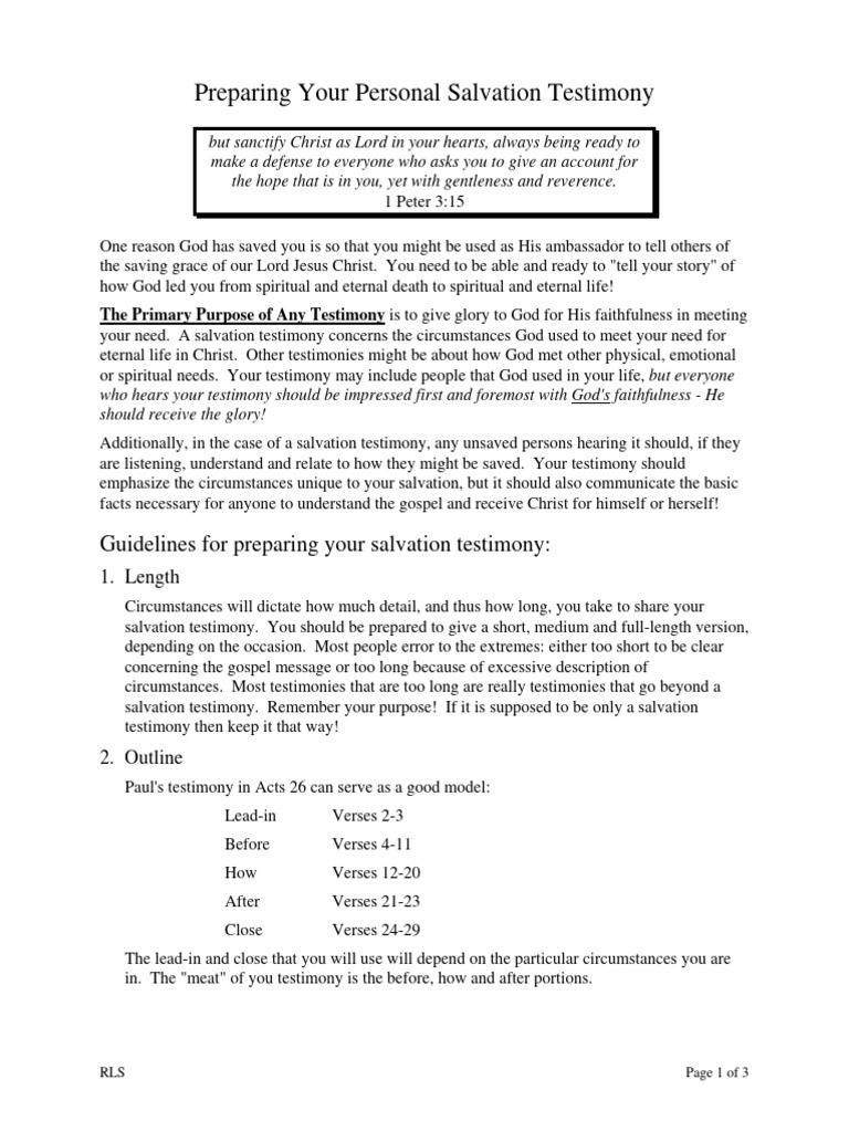 Crafting Your Salvation Testimony | PDF | Salvation | Jesus