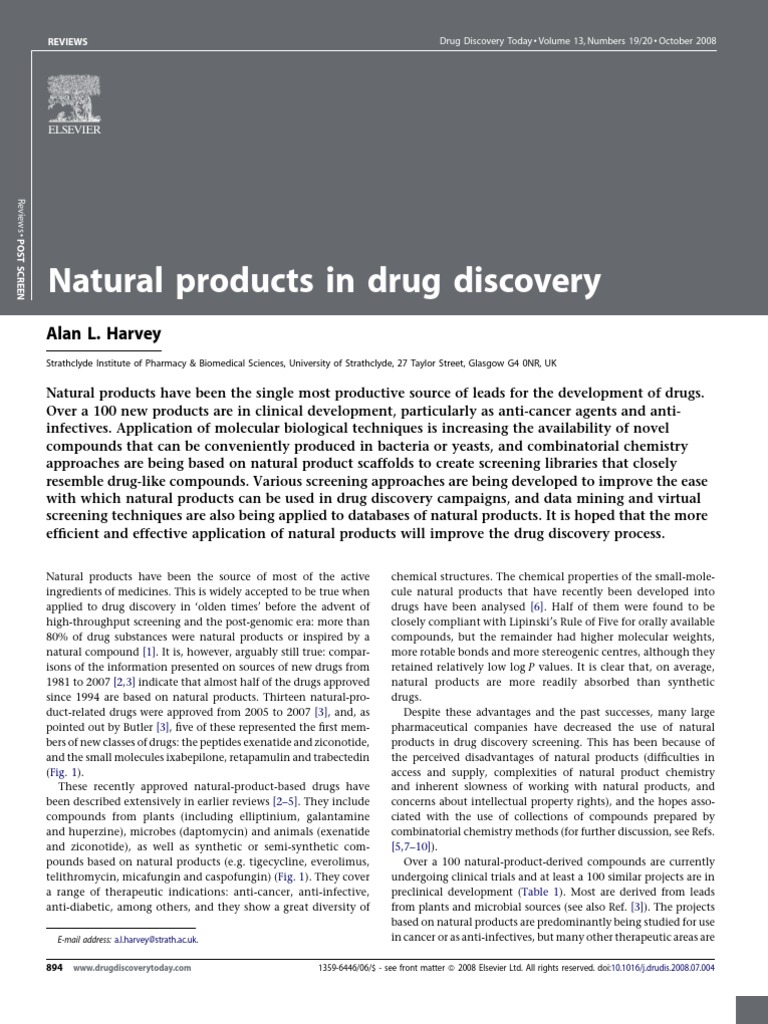 Natural Products in Drug Discovery | PDF | Drug Discovery | Natural ...