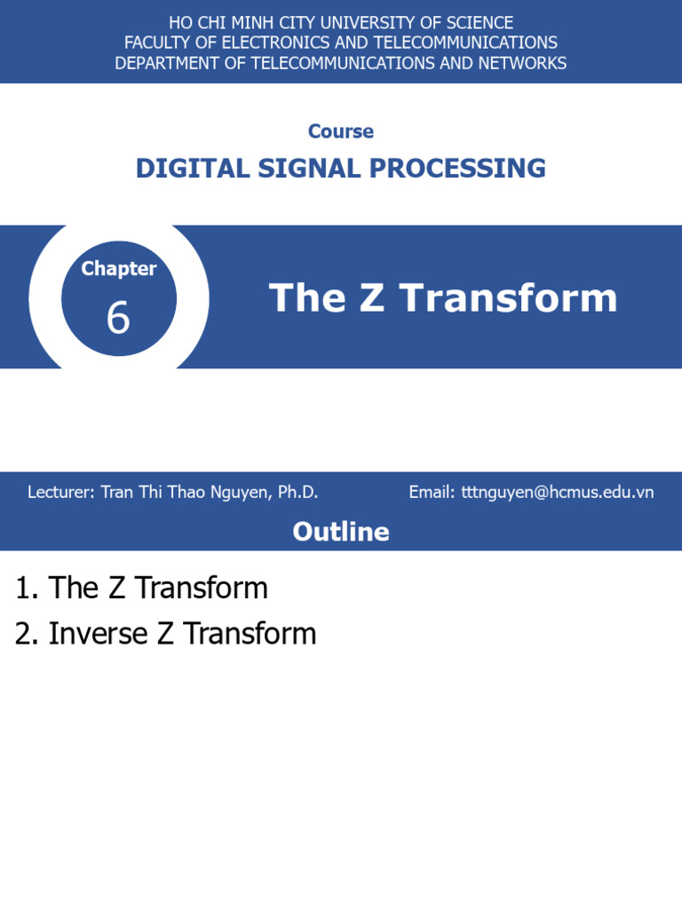 Z Transform in Digital Signal Processing | PDF | Electronics ...