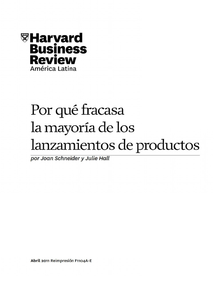Hbr Why Most Product Launches Fail Ies Pdf