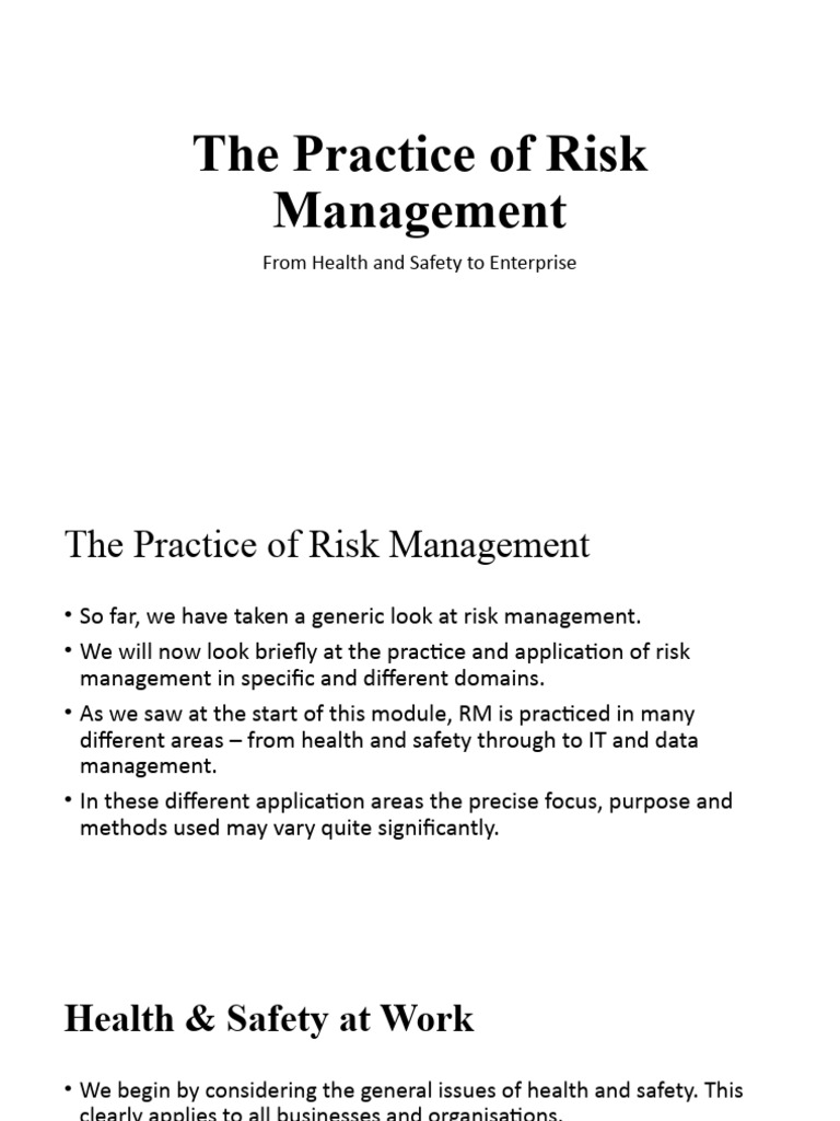 Comprehensive Risk Management Practices | PDF | Risk | Risk Management