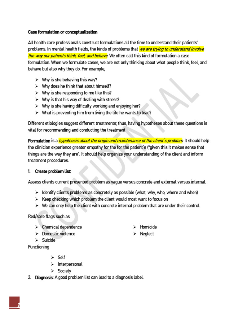 Case Formulation in Mental Health Care | PDF | Id | Psychotherapy