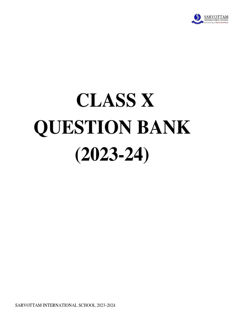 Class X Math Question Bank 2023-24 | PDF | Triangle | Trigonometric ...
