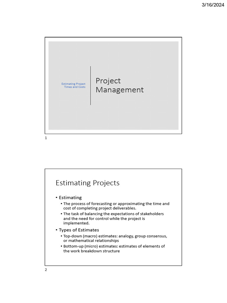 Project Time and Cost Estimation Guide | PDF | Risk | Parameter ...
