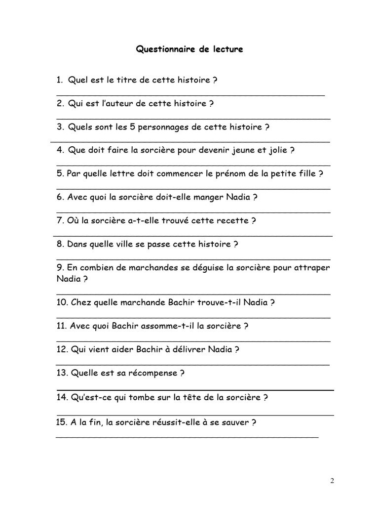 Questionnaire sur 