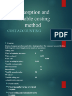 Exercise - Absorption and Variable Costing Method