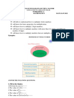 Maths Class 6 Worksheet (Whole Numbers)