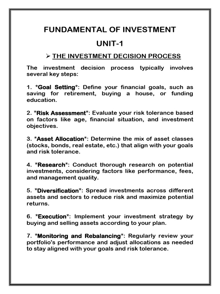 Investment Decision Process Overview | PDF | Securities (Finance ...