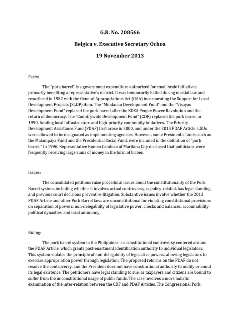 G r no 208566 belgica v executive secretary ochoa 19 november 2013 pdf