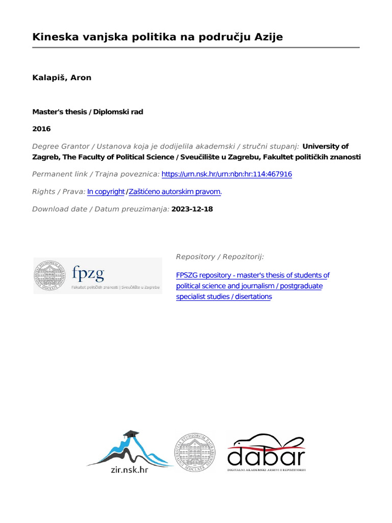 Kalapis Aron FPZG 2016 Diplo Sveuc | PDF