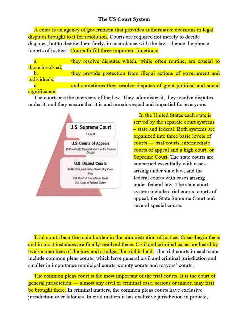 Court System In Usa Pdf Jurisdiction State Court United States